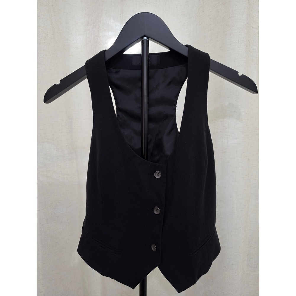 Mossimo Black Stretch Racerback Waistcoat Vest XS Button Front Cinch Back